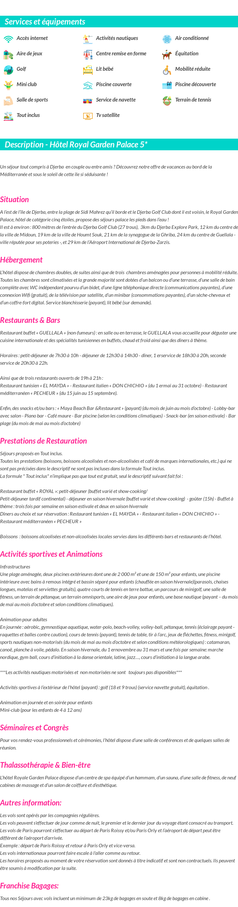 Détails du séjour