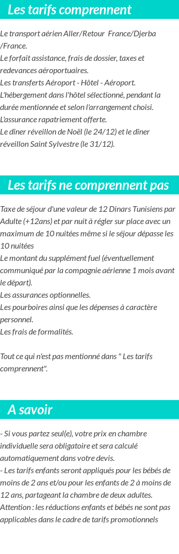 Conditions tarifaires