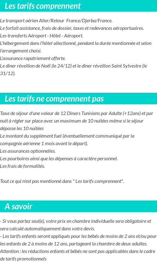 Conditions tarifaires