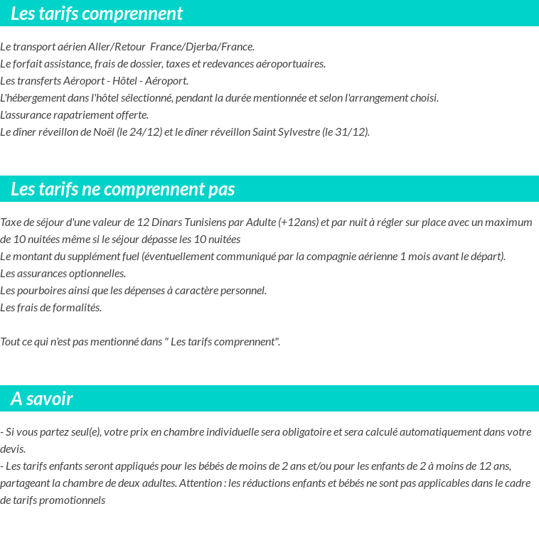 Conditions tarifaires