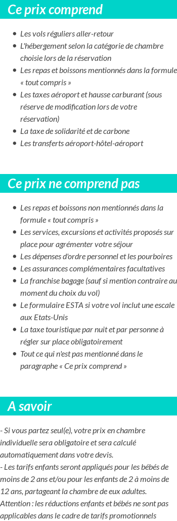 Conditions tarifaires