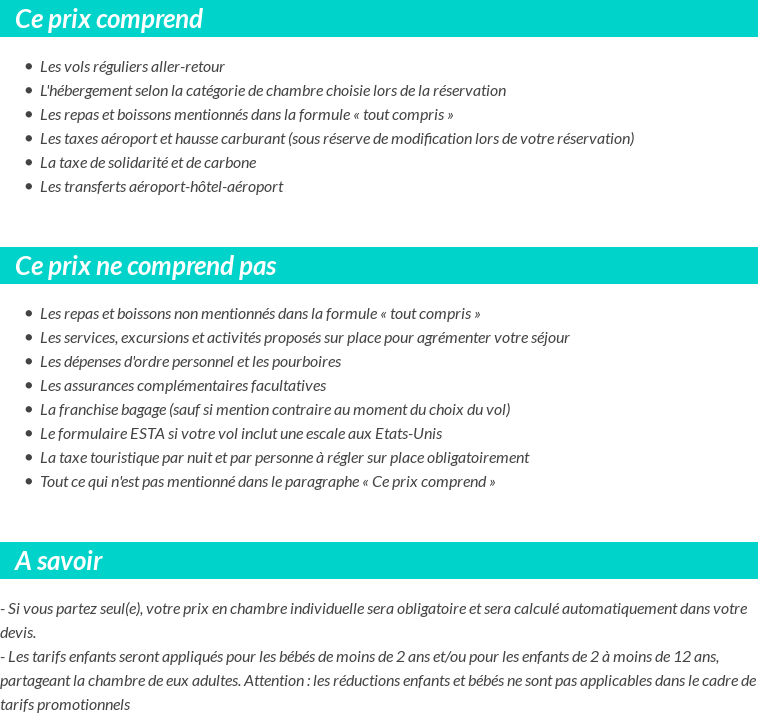 Conditions tarifaires