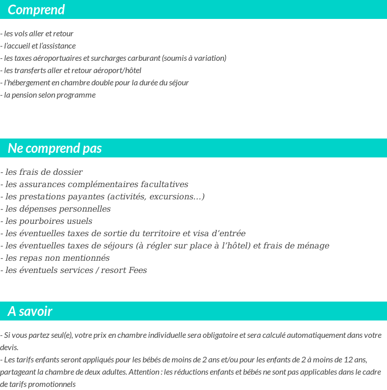 Conditions tarifaires
