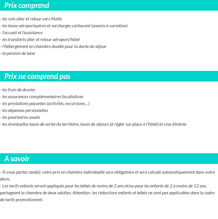 Conditions tarifaires