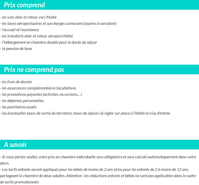 Conditions tarifaires