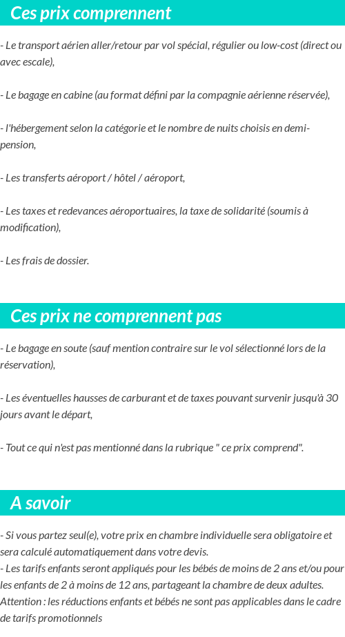 Conditions tarifaires