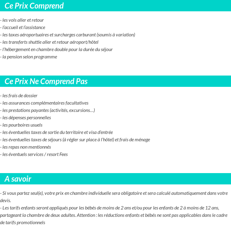 Conditions tarifaires