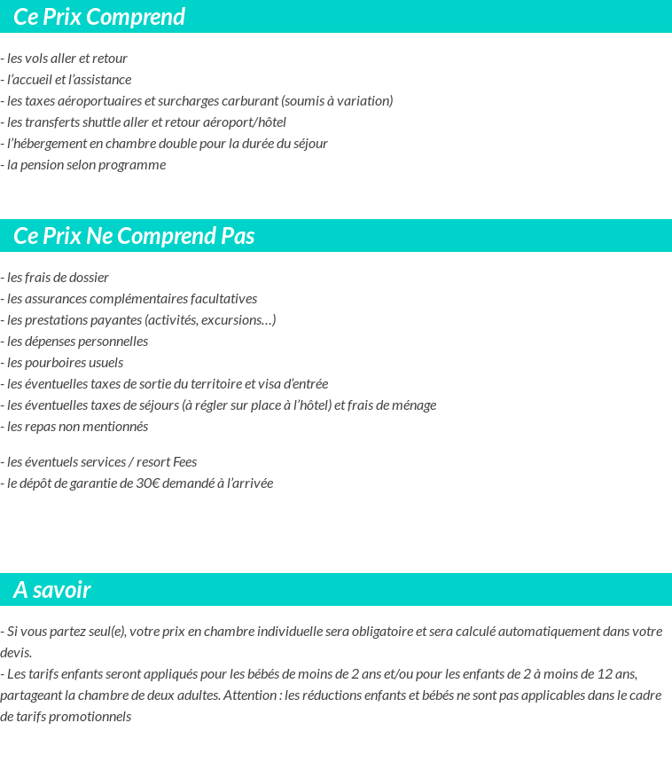 Conditions tarifaires