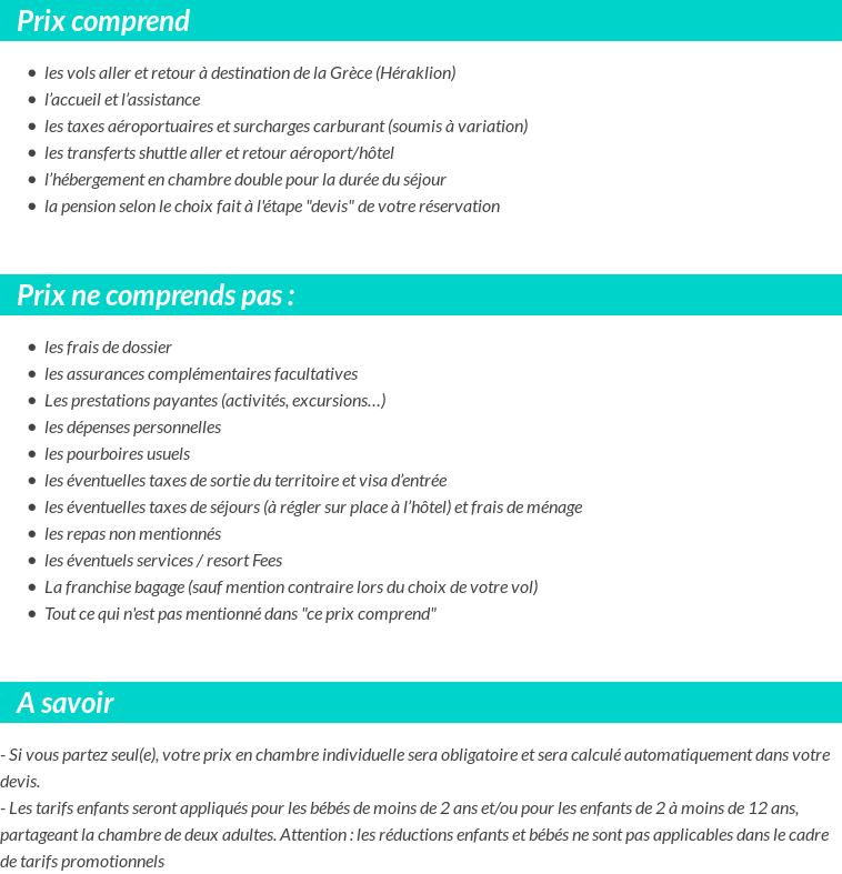 Conditions tarifaires