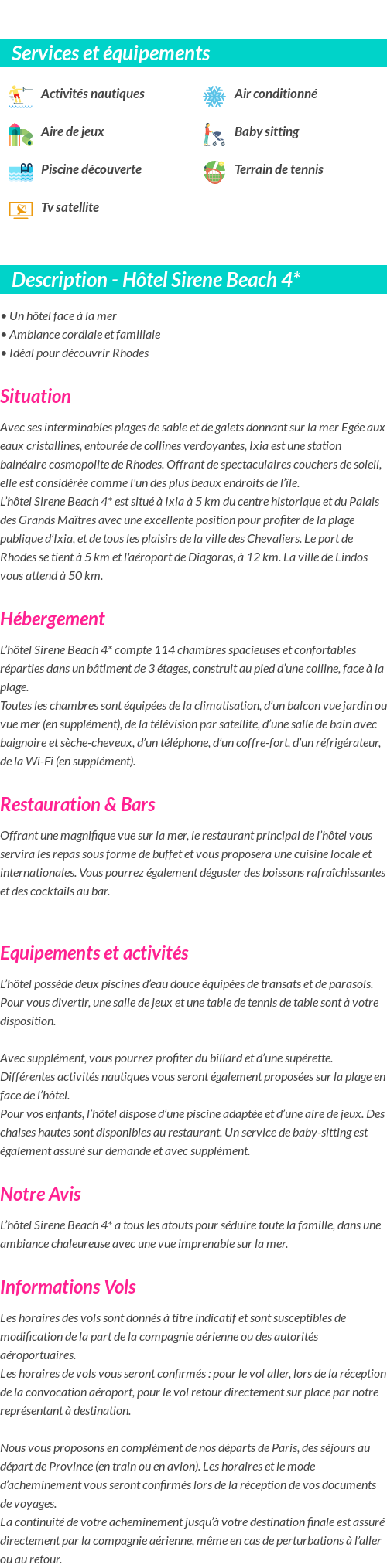 Détails du séjour