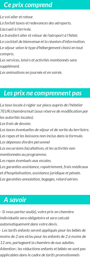 Conditions tarifaires