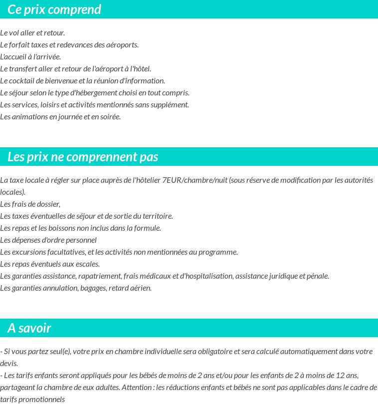 Conditions tarifaires