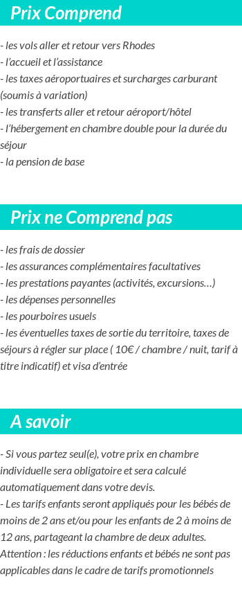 Conditions tarifaires