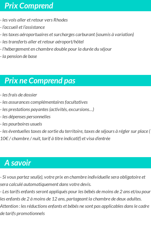 Conditions tarifaires