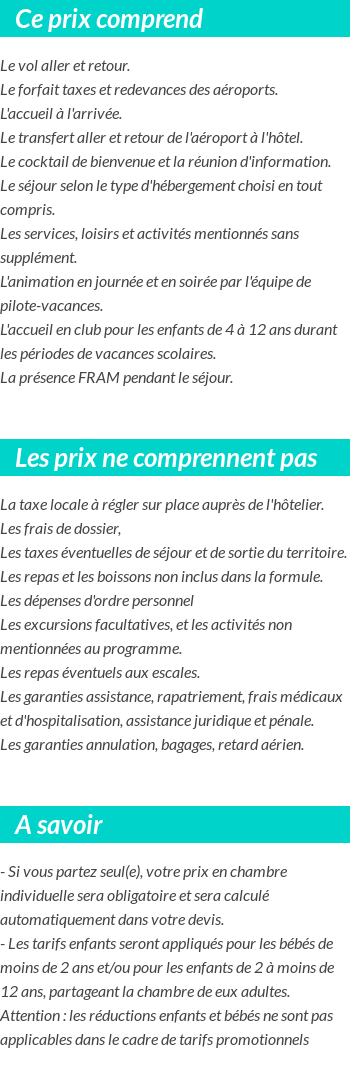 Conditions tarifaires