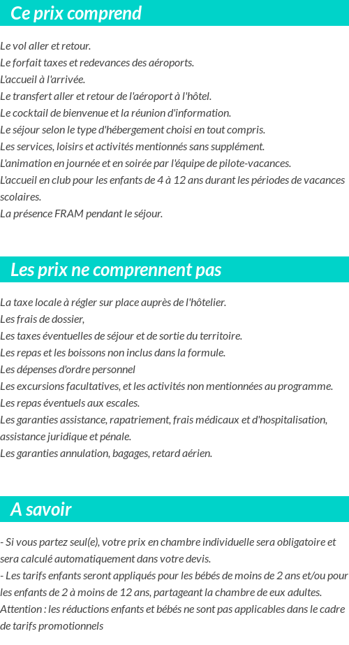 Conditions tarifaires
