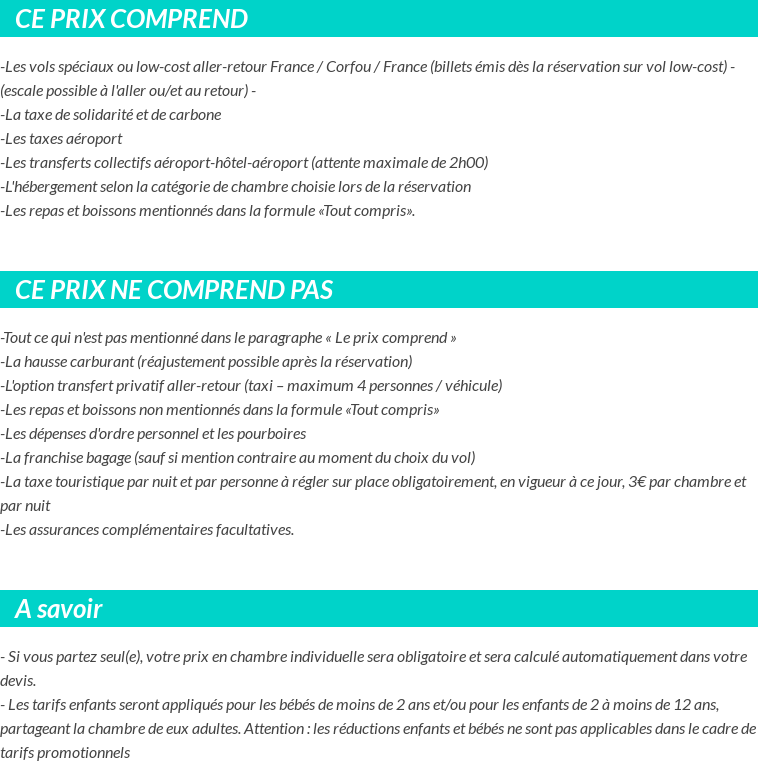 Conditions tarifaires