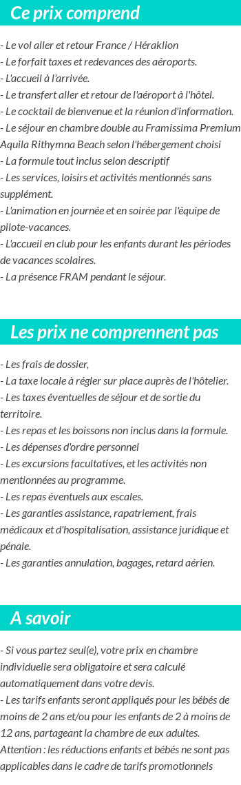 Conditions tarifaires