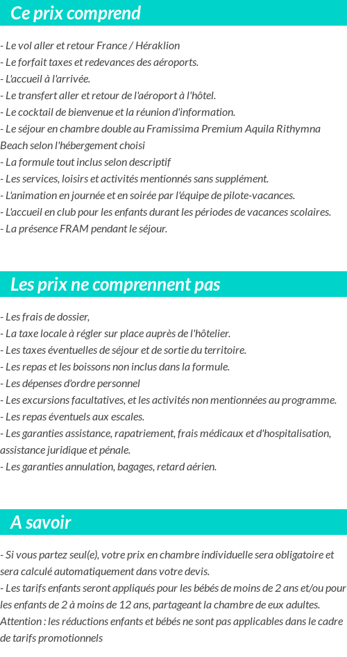 Conditions tarifaires