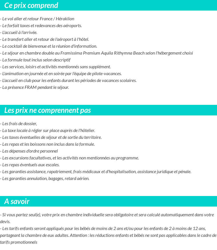 Conditions tarifaires