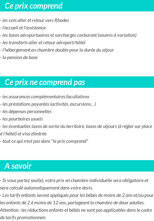 Conditions tarifaires