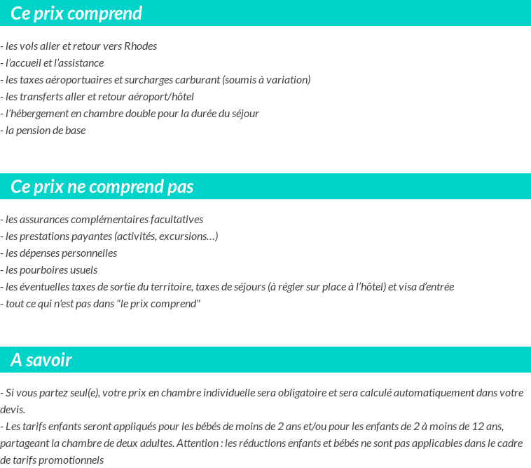 Conditions tarifaires