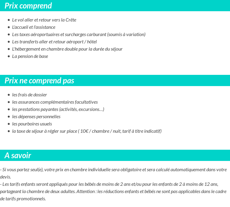 Conditions tarifaires