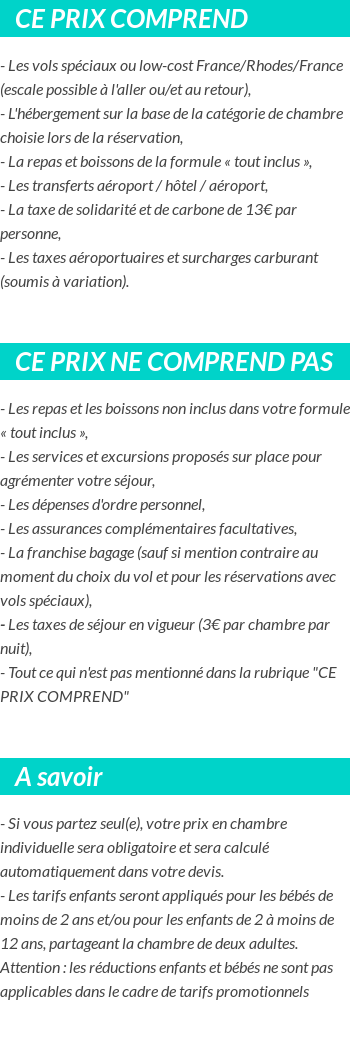 Conditions tarifaires