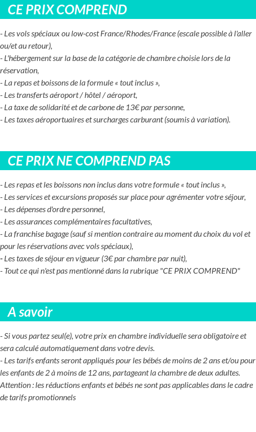 Conditions tarifaires