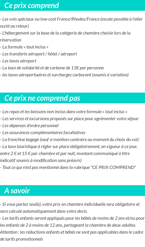 Conditions tarifaires