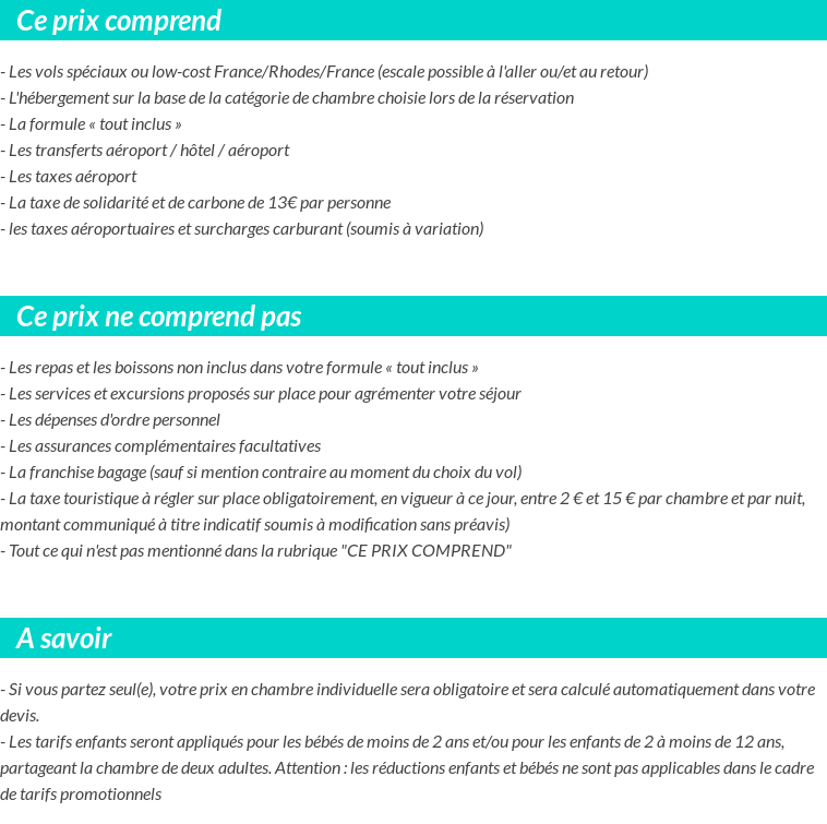 Conditions tarifaires