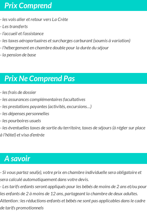 Conditions tarifaires