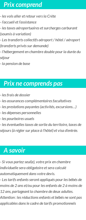 Conditions tarifaires