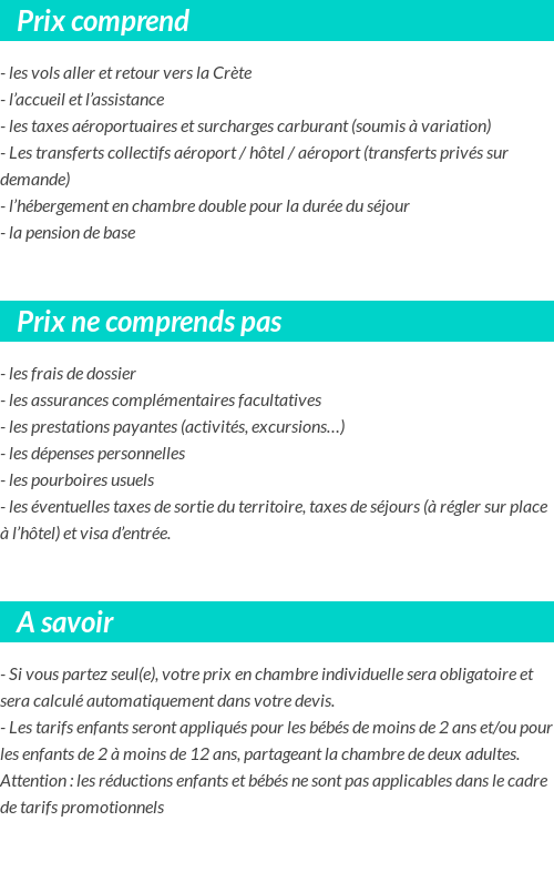 Conditions tarifaires
