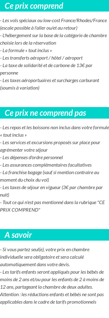 Conditions tarifaires