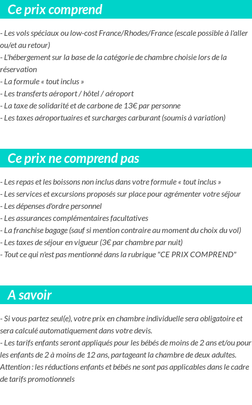 Conditions tarifaires