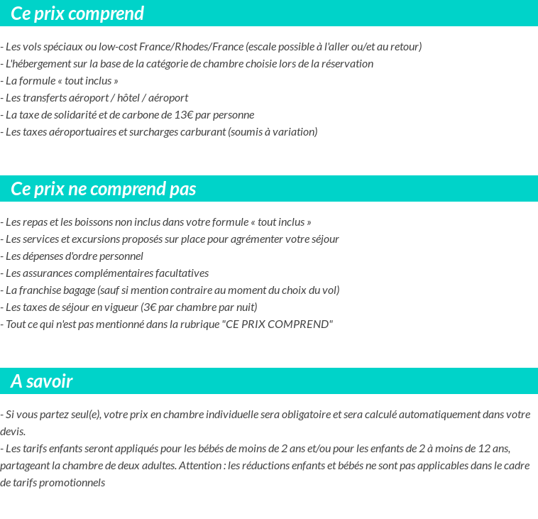 Conditions tarifaires