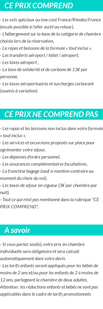 Conditions tarifaires