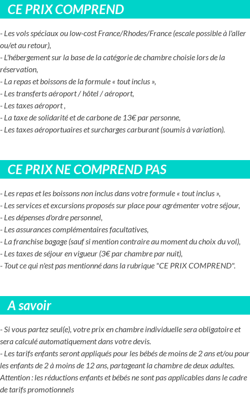 Conditions tarifaires
