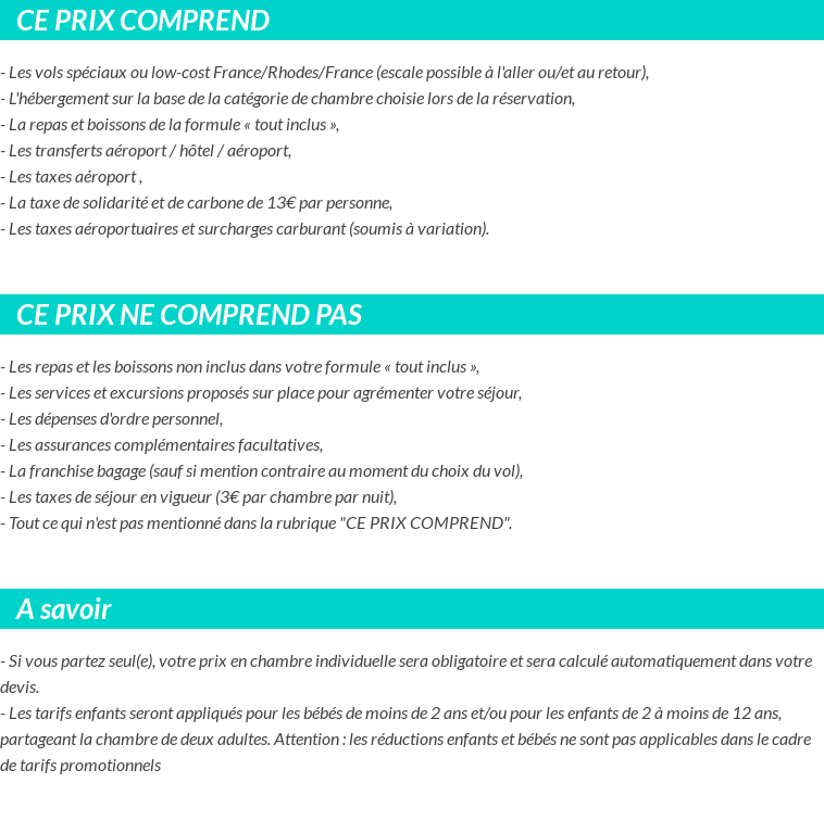 Conditions tarifaires