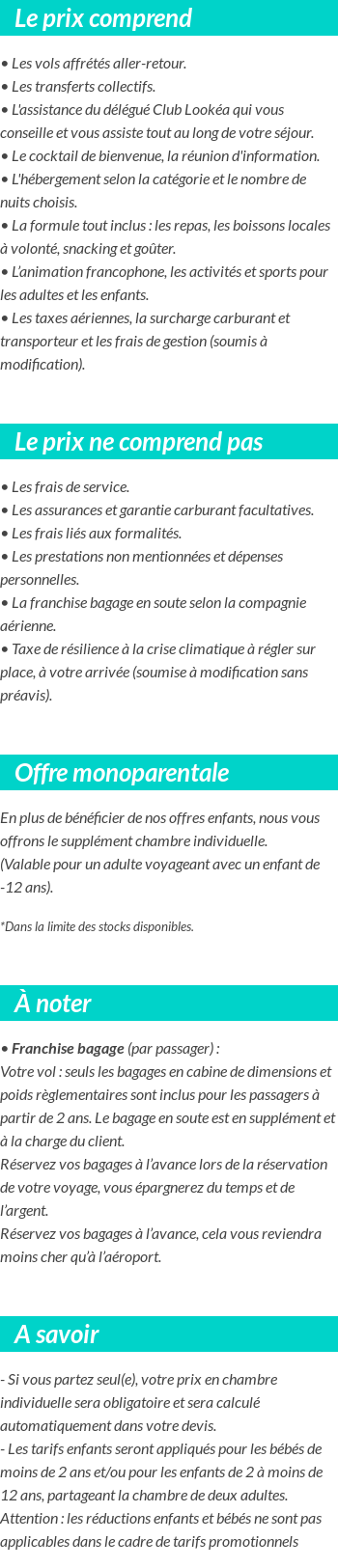 Conditions tarifaires