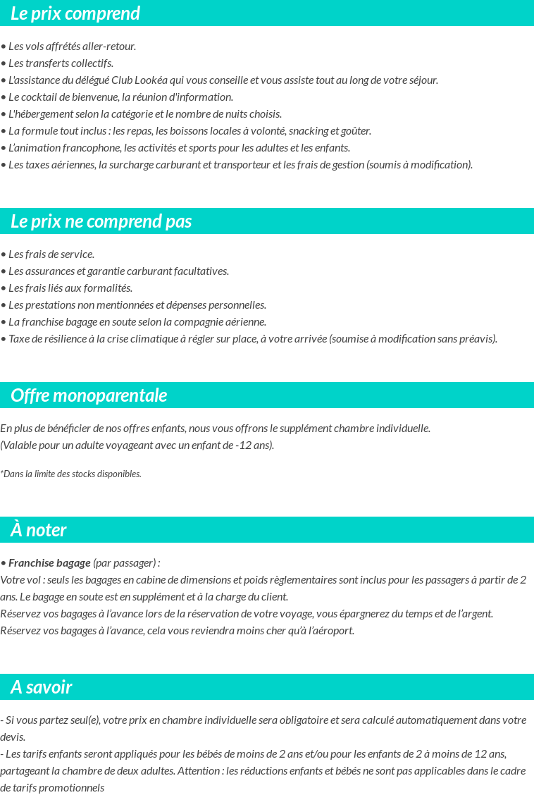 Conditions tarifaires