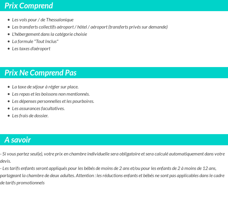 Conditions tarifaires