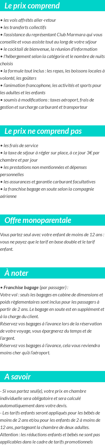 Conditions tarifaires