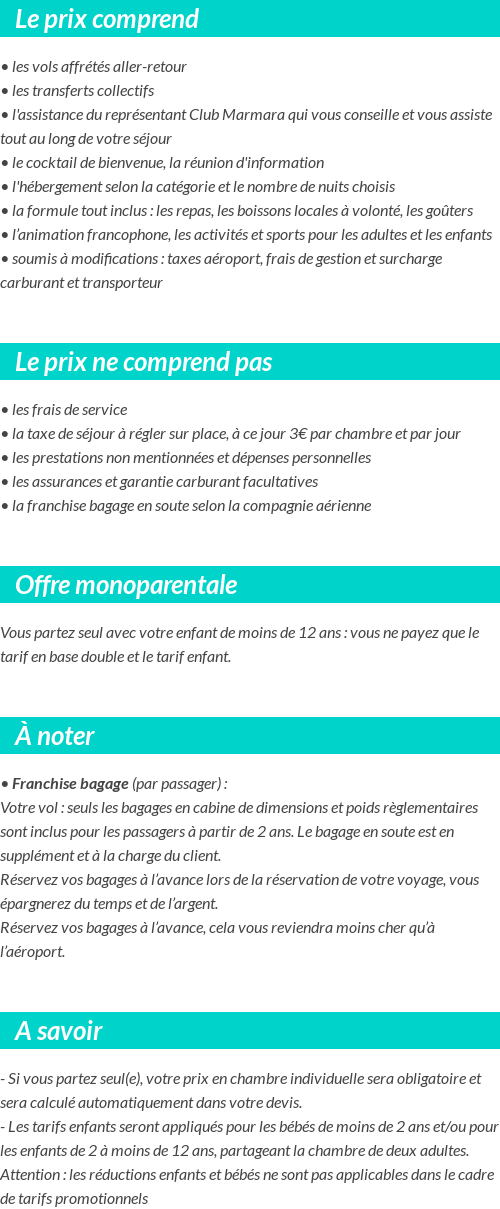Conditions tarifaires