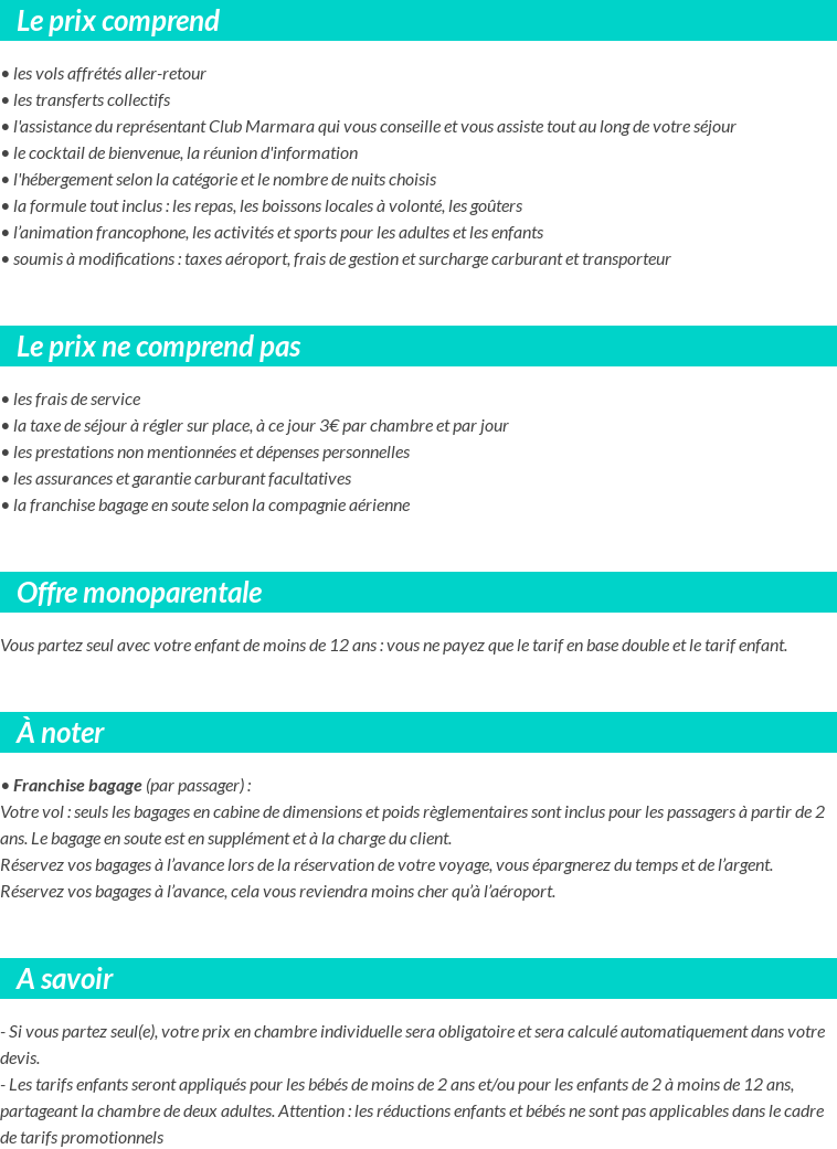 Conditions tarifaires