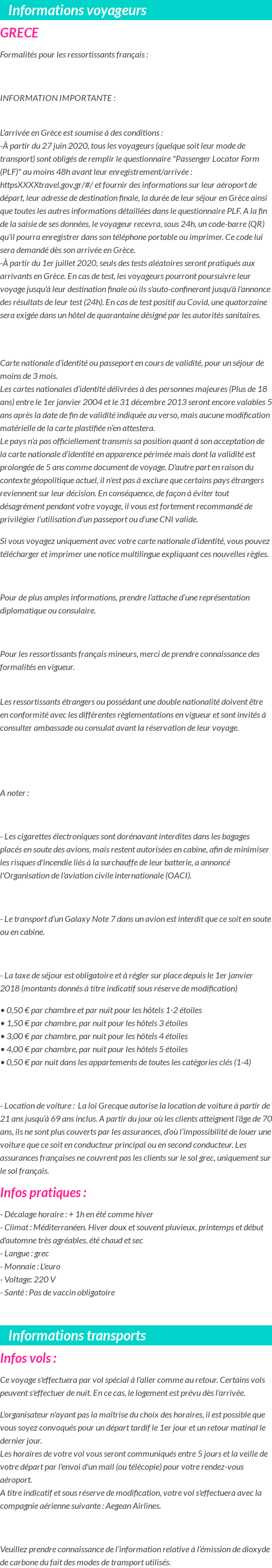 Formalités et infos voyageurs