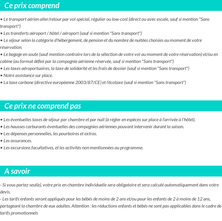 Conditions tarifaires