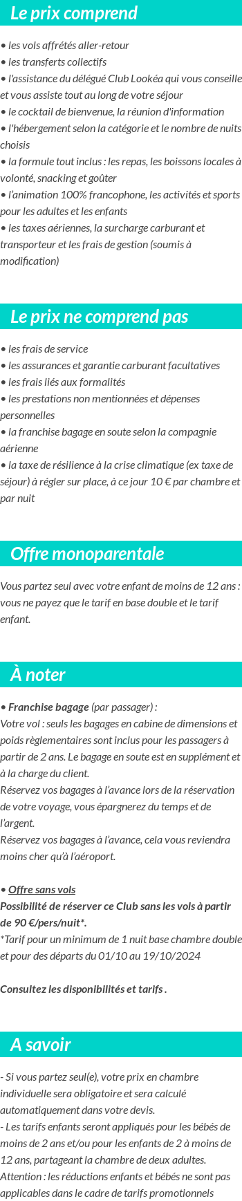 Conditions tarifaires