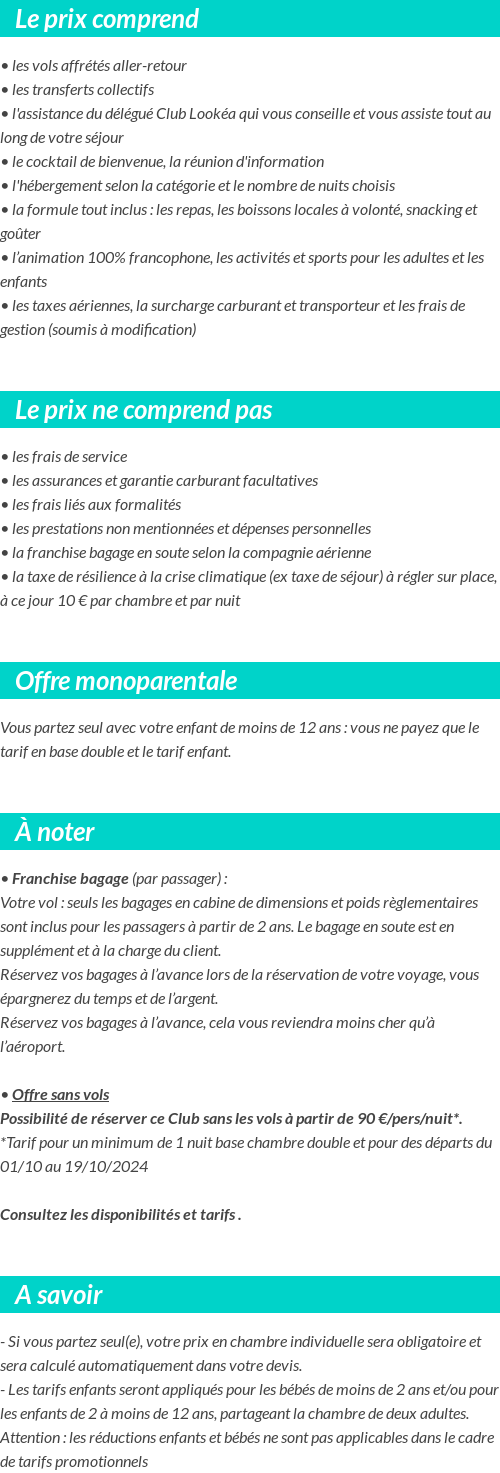 Conditions tarifaires
